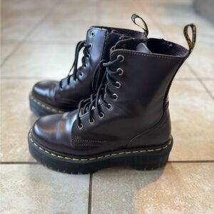 Dr. Martens Burgundy Leather Platform Combat Boots